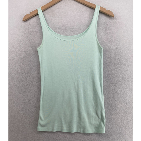 Eileen Fisher Tops - EILEEN FISHER Tank Top S Organic Cotton Ribbed Jersey Cami Scoop Neck Green